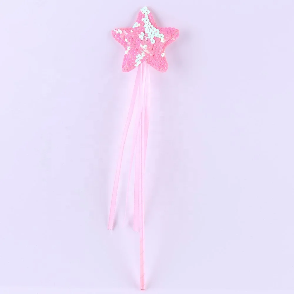 3 Colors Star Wand Magic Stick Girl Party Princess Gift Sequin Angel Cute Five pointed Star Fairy Wand 1pc Costume