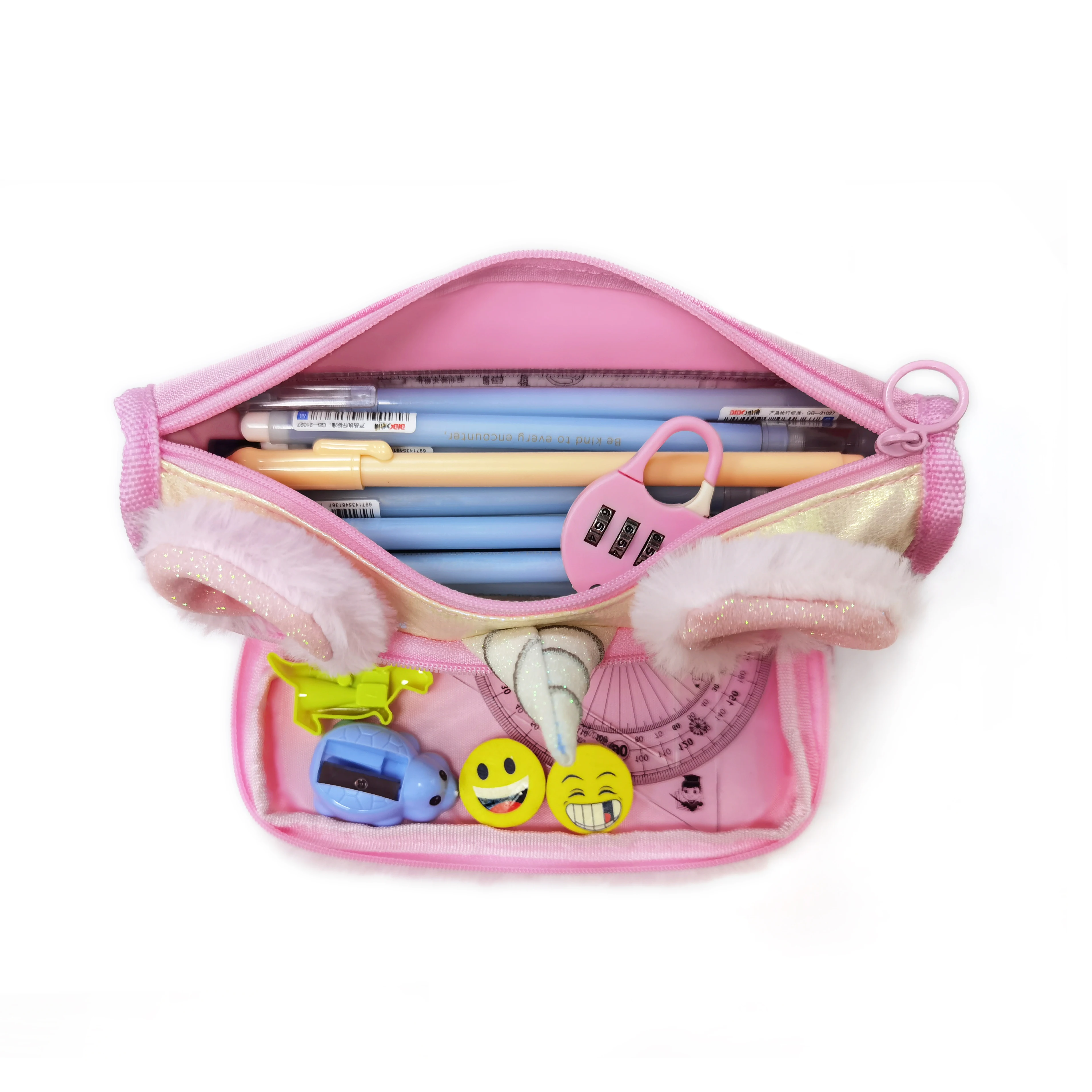 Школьный Студент kawaii Модный меховой Единорог большой емкости канцелярский пенал коробка