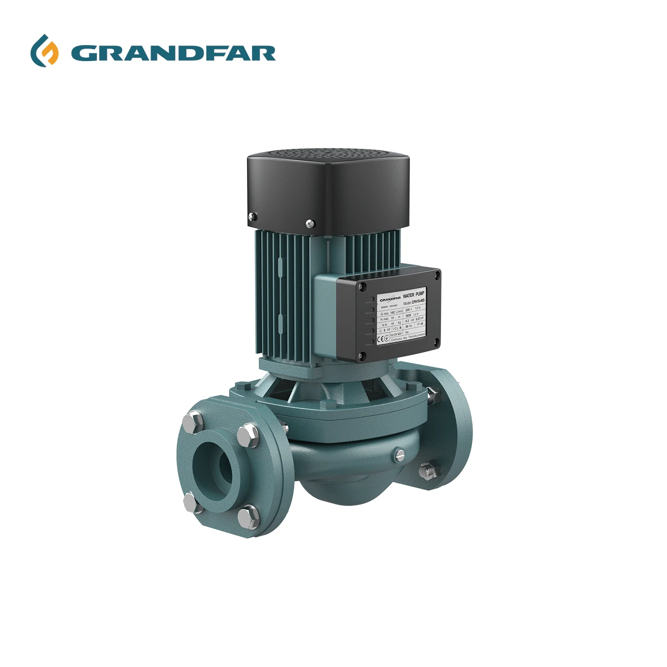 GRANDFAR Centrifugal Pump Hot Water 220V 50Hz 1.5Hp Industry Commercial Vertical Circulation Pump Water Pump