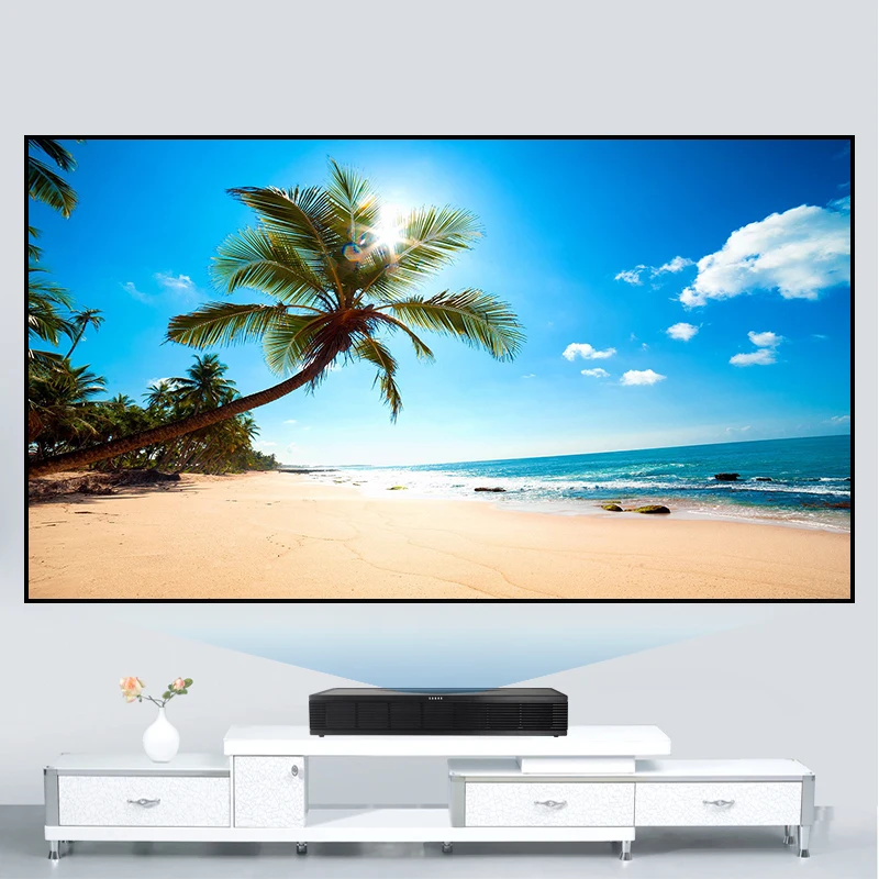 100 120 inch 4K PET crystal ultra short throw projector screen fixed frame clr ambient light rejecting ust alr projection screen