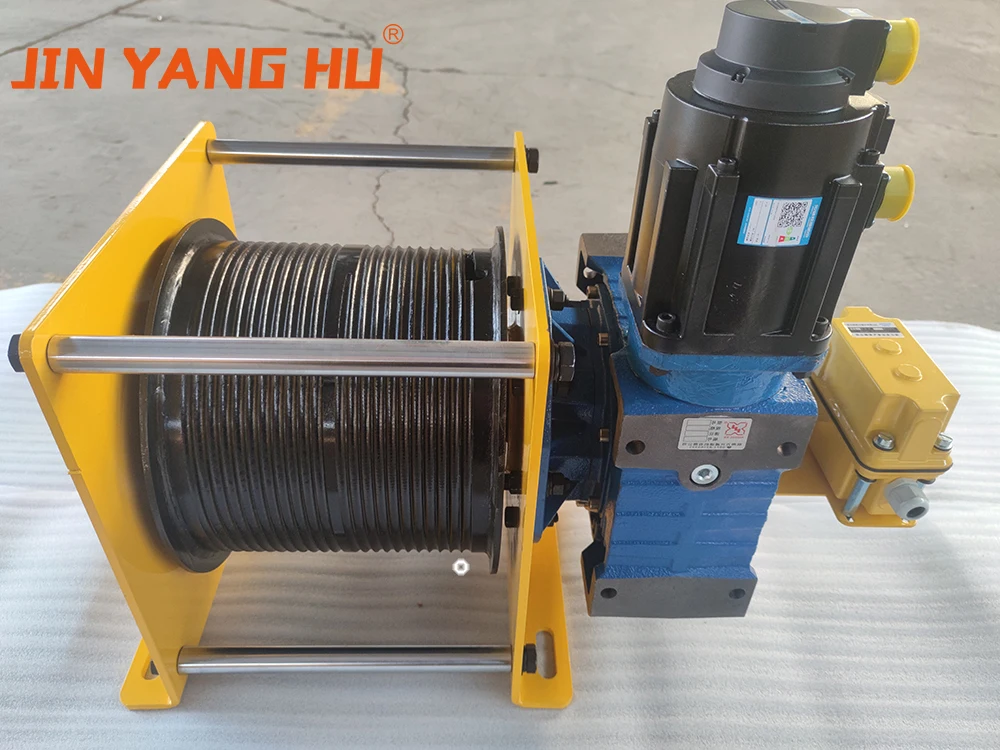 JIN YANG HU Electric Traction Winch with Adjustable Speed Electromagnetic Brake and Worm Gear Grive