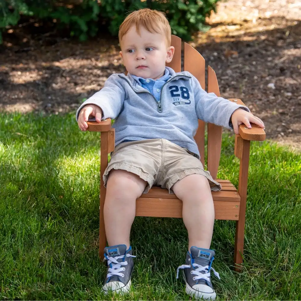 Easy Assembly Kids Furniture Wooden Small Chair With Two Handrail And Backrest For Living Room Balcony Backyard Garden Use