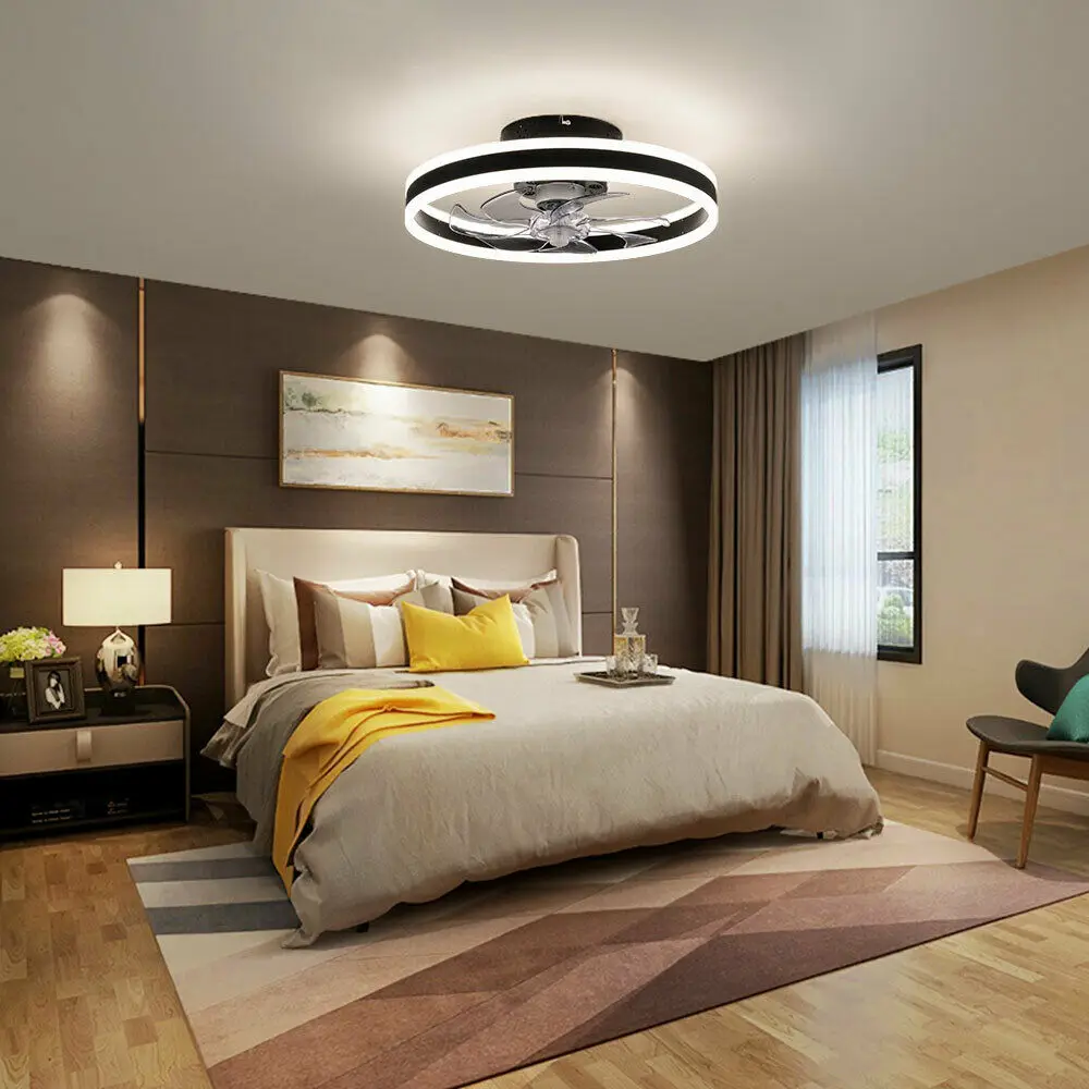 Modern indoor Ceiling Fan with Light Dimmable LED Smart 3 Light Color Change Multi-Speed and Timing with Remote Control