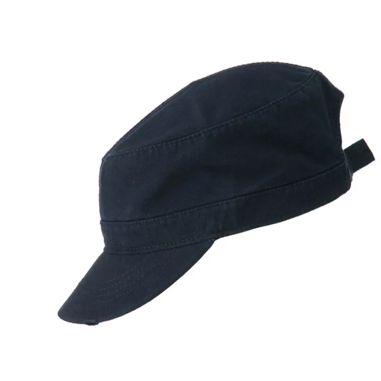 Wholesale Washed Cotton Custom Logo Vintage Flat Top Sports Cap Distress Embroidery Cadet Hat
