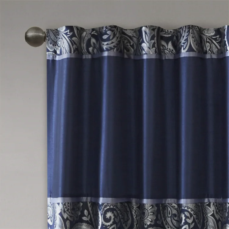 Shiny Satin Curtains Aubrey Faux Silk Paisley Jacquard Rod Pocket Curtain With Privacy Lining For Living Room