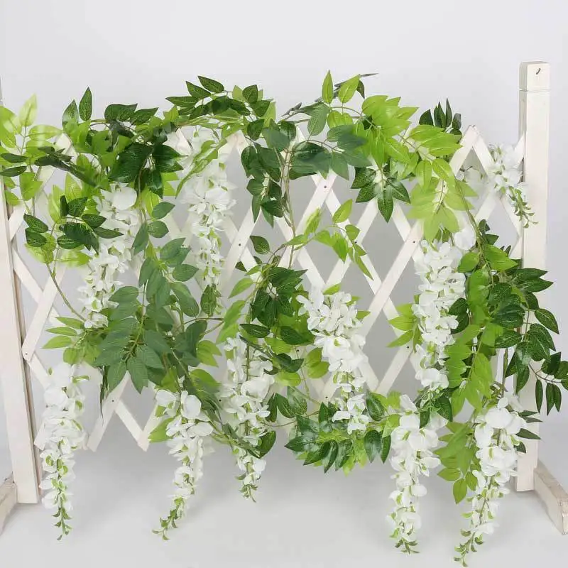 Artificial Wisteria Vine Ratta Wisteria Hanging Garland Silk Long Hanging Bush Flowers String Home Party Wedding Decor