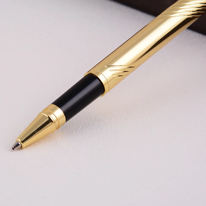 Gold bullet shape novelty funnel pen holder desk stand promotional set table fixed golden brass ball pen holder