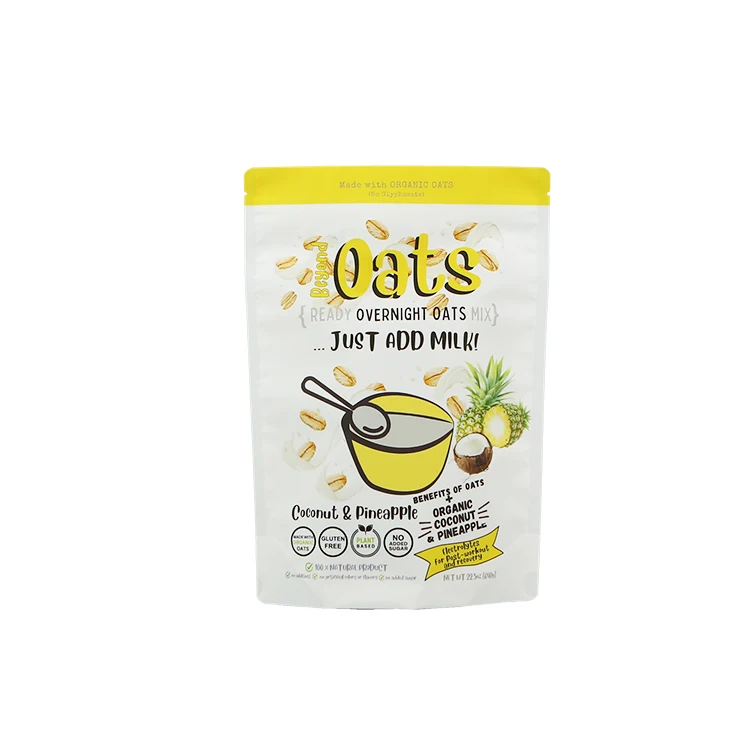 Custom Aluminum Foil Stand Up Oat Packing Pouch Roasted Cashew Seed Food Nuts Packaging Bags For Dried Fruit Snacks With Zipper