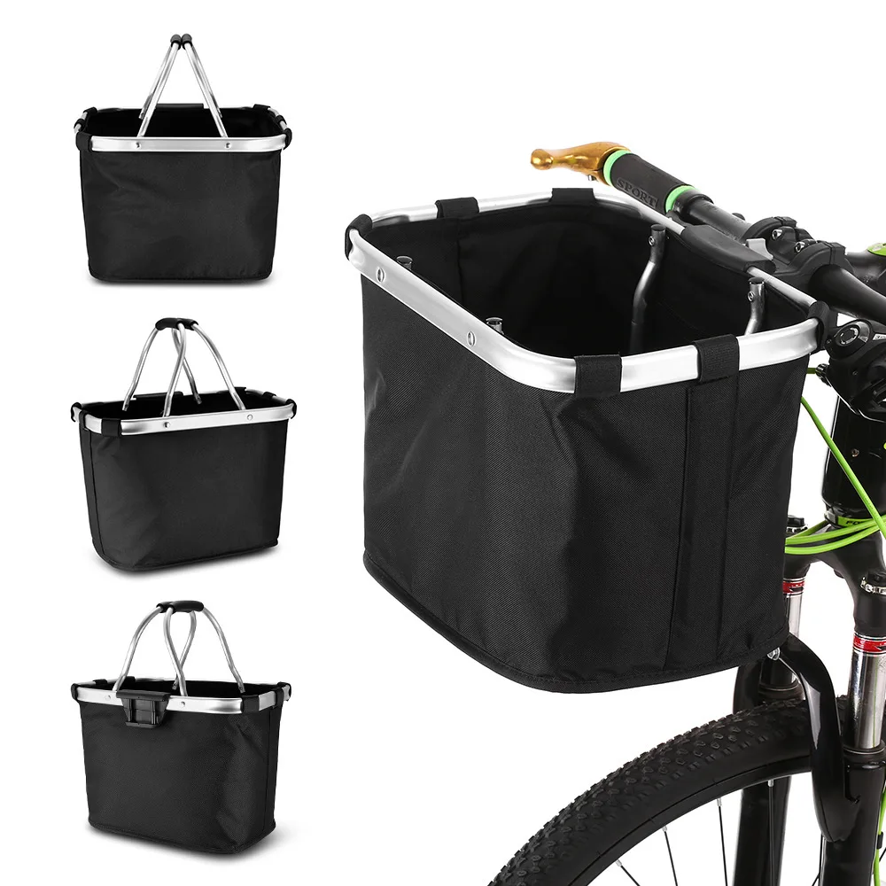 Bicycle Basket Bike Front Basket Folding Detachable Cycling Bag Pet Cat Dog Carrier Easy Install Quick Released