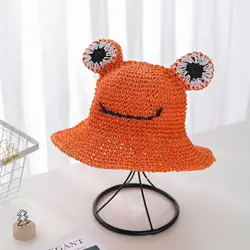 Летняя плетеная вручную соломенная шляпа в виде лягушки для мужчин и женщин, детей, студентов, Солнцезащитная шляпа, Детская Солнцезащитная шляпа, оптовая продажа по индивидуальному заказу