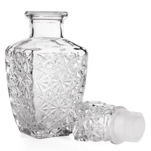 Vintage Glass Liquor Bottle Decanter With Original Glass Cork Stopper