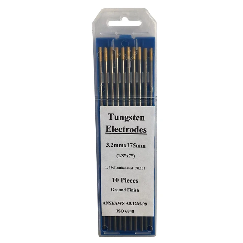 10-pk tig welding 1.5% lanthanated tungsten electrodes Wl15 gold tip wla15 tungsten electrode 3.2mm