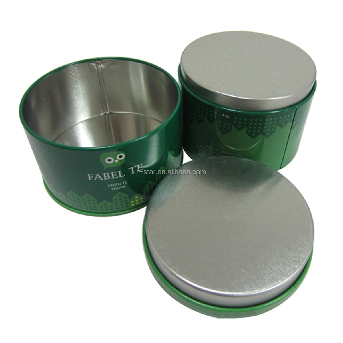 Food Grade Round Stackable Metal Sugar Coffee And Tea Tin Box in a  Set