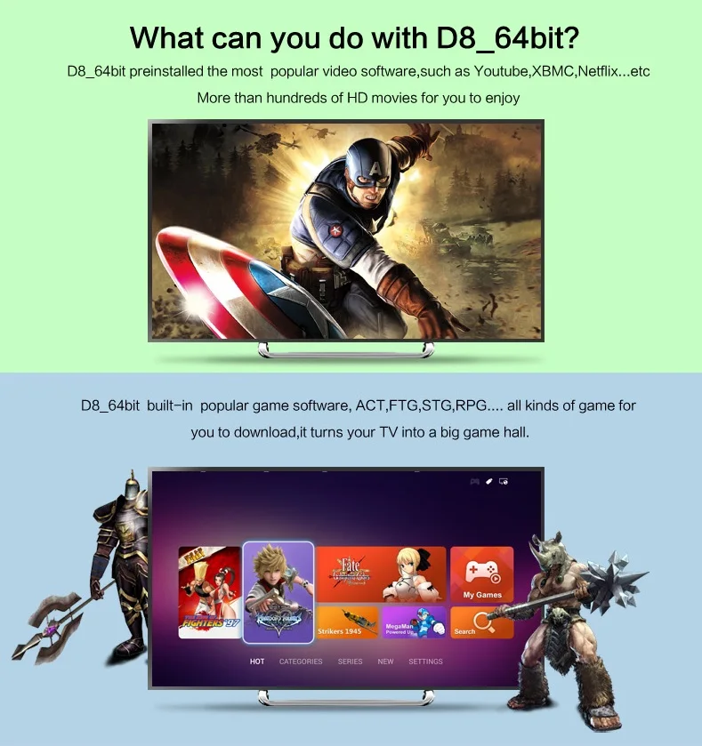 
Smart Android TV Box RK3368 Octa-core 1GB DDR 16GB EMMC BT 4.1 H.265 UHD 4K Media player 