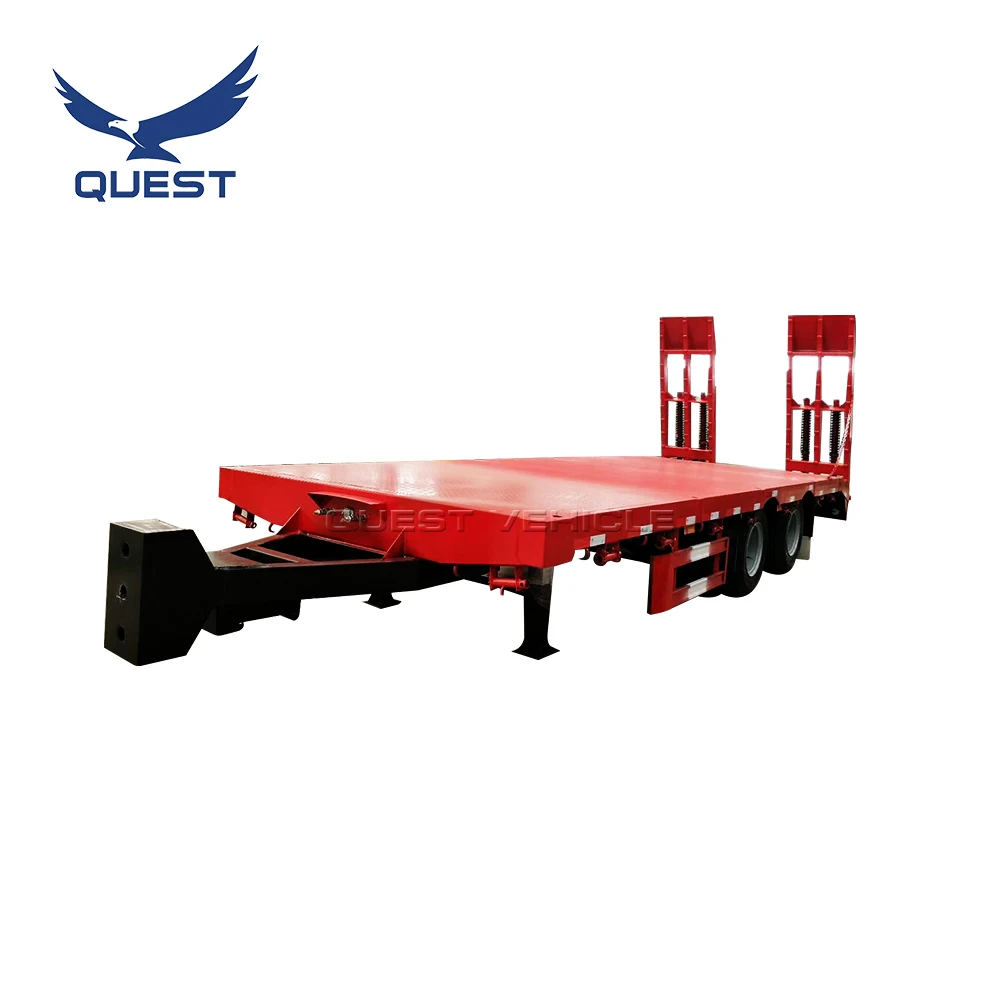 20ft 30tons Turntable Trailer Drawbar lowbed Flatbed Container Full Trailer For Sale Madagascar