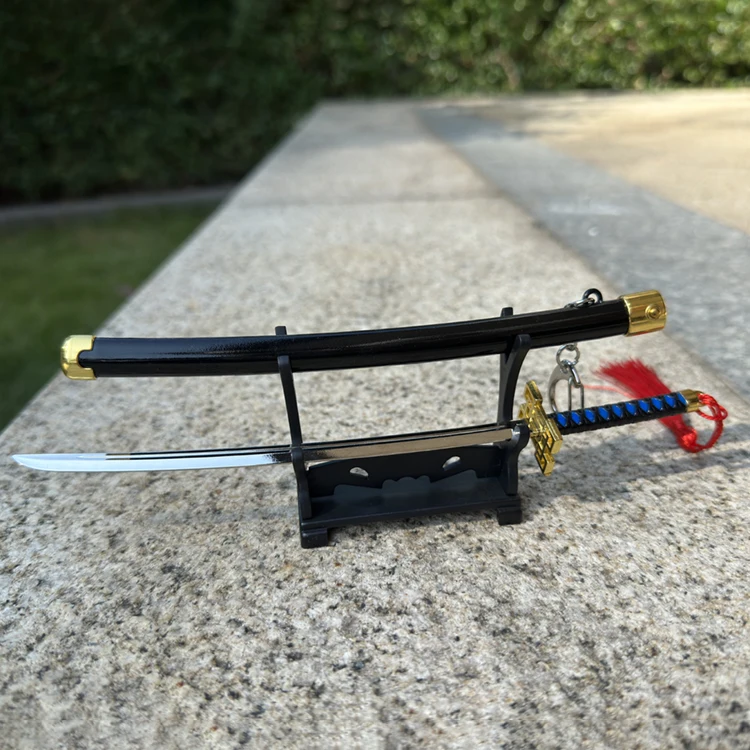 Metal 23cm bleach Anime Toy Swords Keychain Anime Sword Model mini katana For Demon Slayer Tokitou Muichiro