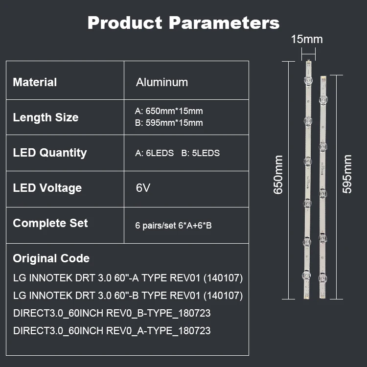 6 pairs/set LG INNOTEK DRT 3.0 60'-A TYPE REV01 (140107) light led strip led strip light tv backlight