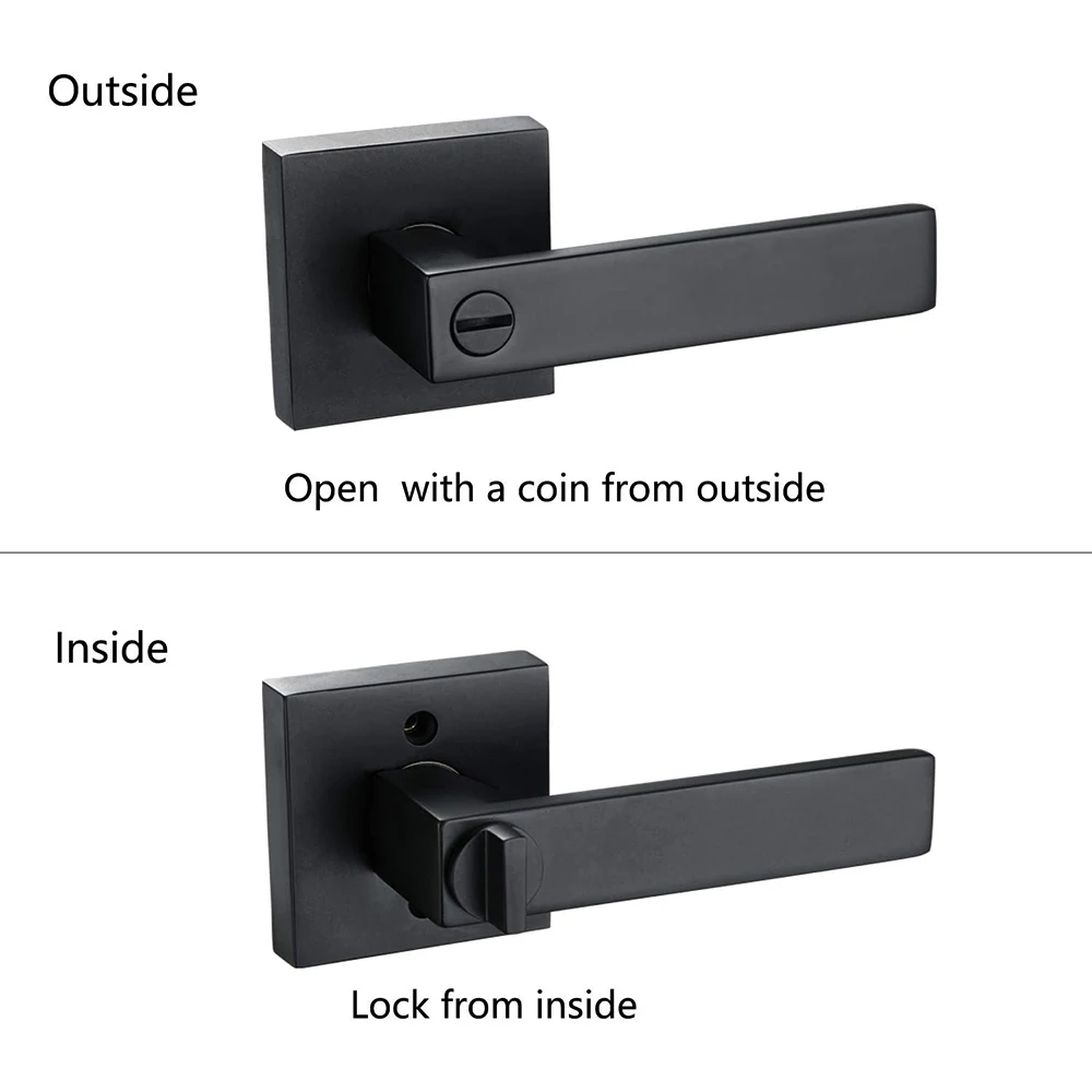 Цилиндрический дверной замок, верхняя защита для конфиденциальности, для спальни/интерьера/входа, дверная ручка матового черного цвета, рычажный замок