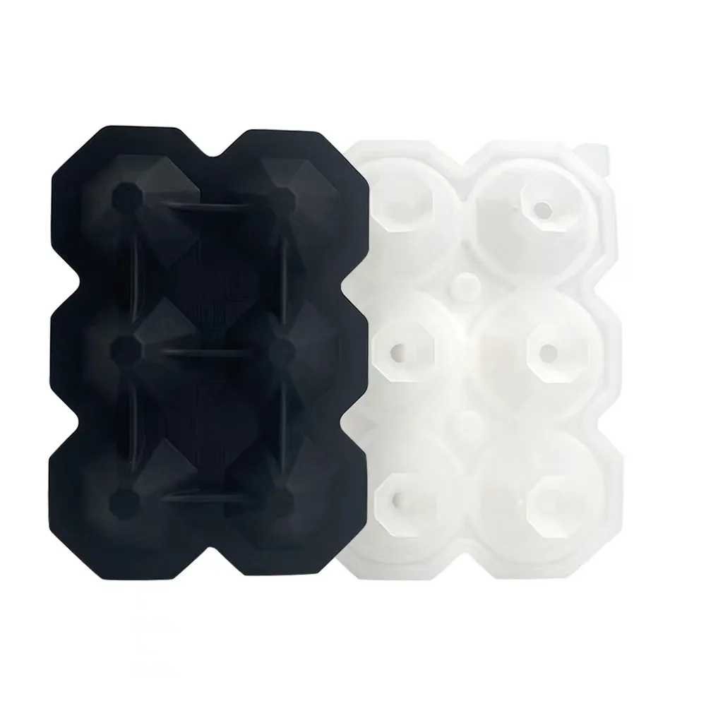 Ice Cube Trays Diamond Ice Cube Molds Reusable Silicone 6-Ice Trays Maker with Lid for Chilling Whiskey Cocktails