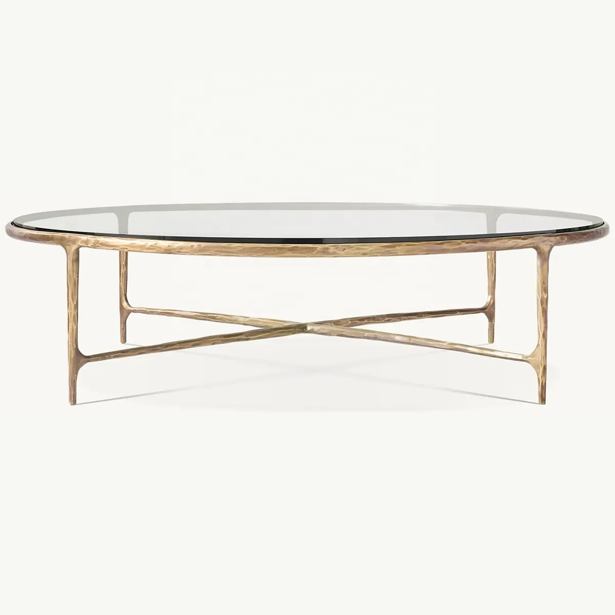 AIRFFY OEM/ODM Factory Living Room Furniture Thaddeus Modern Luxury Round Forged Metal Glass Coffee Table