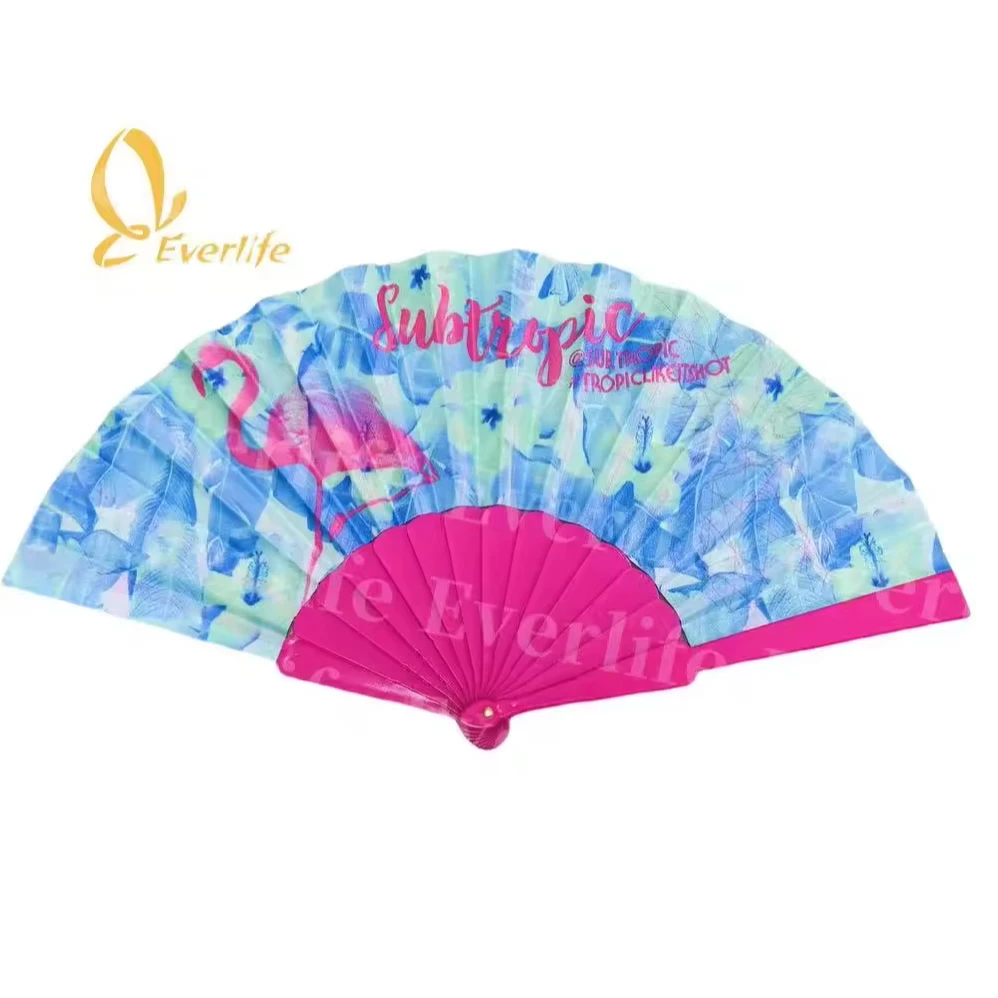 Promotion Custom Printed logo Folding fan 23cm Plastic Hand Held Fan for Wedding Festival favors