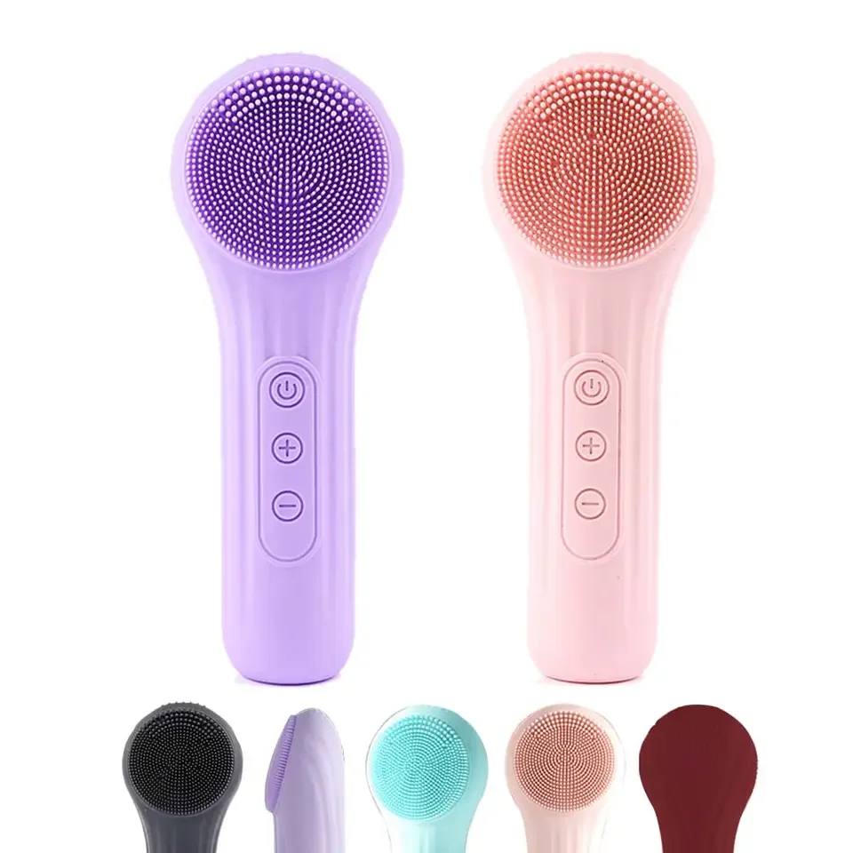 Waterproof electronic sonic vibrating exfoliating facial cleaning brush cleanser electric silicone best facial cleansing brush