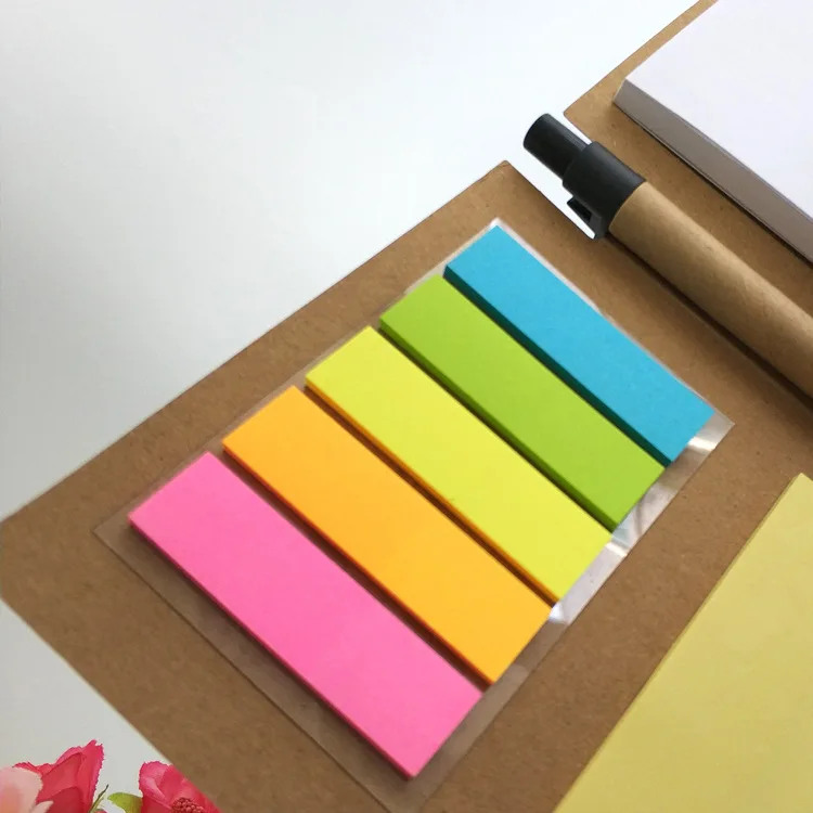 Cute Style School Stationery Supplies Kraft Paper Cover Notepad Combination Magnetic Sticky Notes Index Paper Stickers Memo Pad