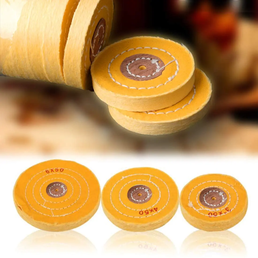 GLORY abrasive yellow leather muslin cotton cloth buffing wheel for polishing jewelry