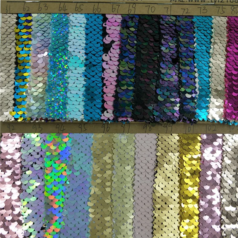 Cheap Colored embroidery 5mm Mermaid Fish Scale Reversible Flip Colorful Wine Sequin Fabric