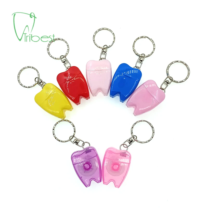 Tribest #7 Polyester Dental Floss Tooth Shaped Keychain Dental Floss