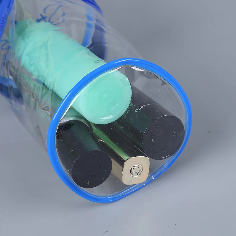 Transparent PVC Round Cylinder Make Up Bag Travel Cosmetic Bag clear plastic travel toiletry bags