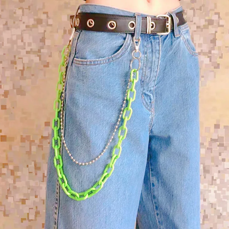 Fashion Plastic Buckle Pants Chain Hip Hop Resin Girls Trousers Chain Jean Chains Mix And Match Trouser Suit