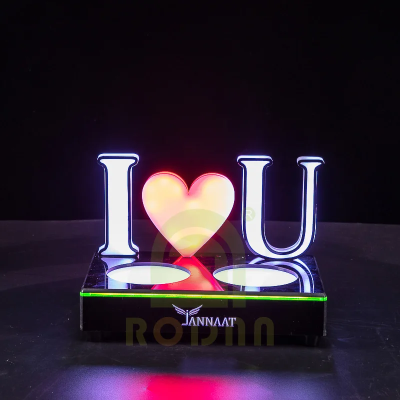 Guangzhou Lide LED Snack Round Serving Tray I Love U Tray for Glass and Bottles