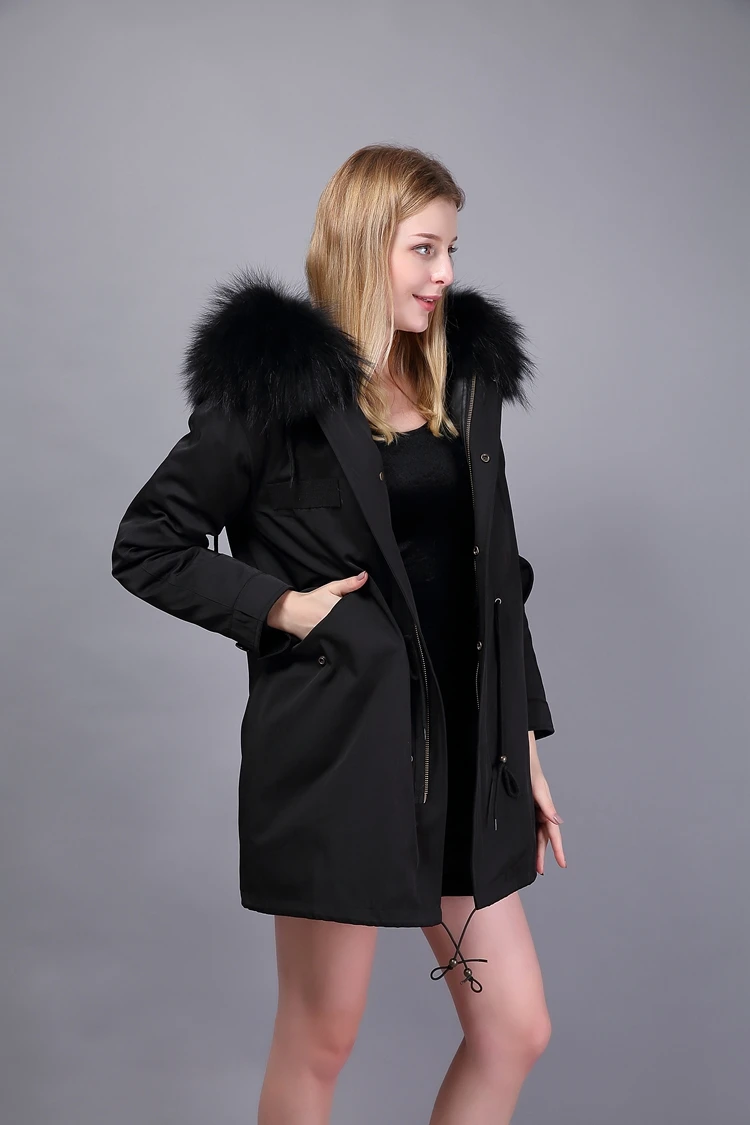 Mink Fur Coat Women Fur Hood Parka Natural Animal Fur Coat