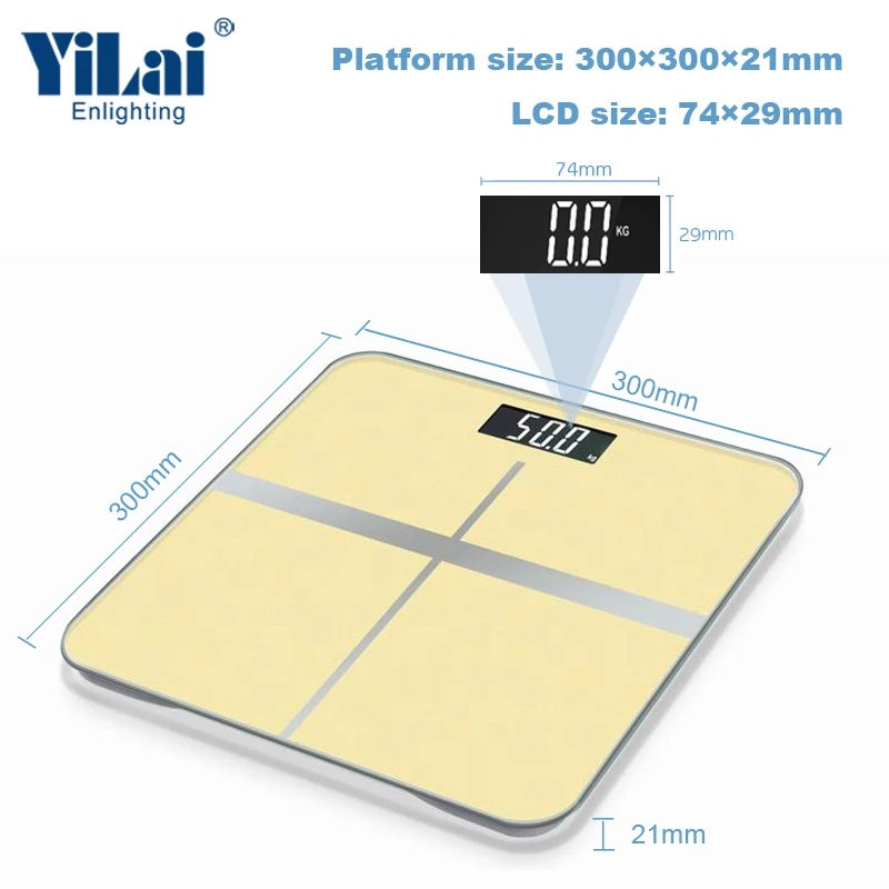 LCD display panel glass bathroom scale 180kg electronic digital bascula