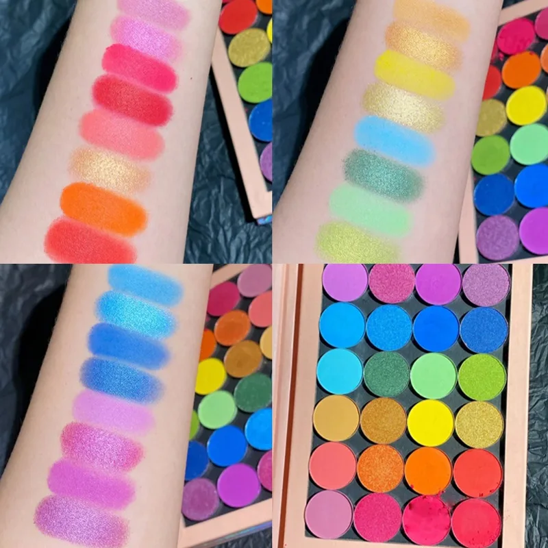 Cosmetics Private Label Makeup Eye Shadow 24 Color Cardboard Neon Custom Bright Eyeshadow Palette