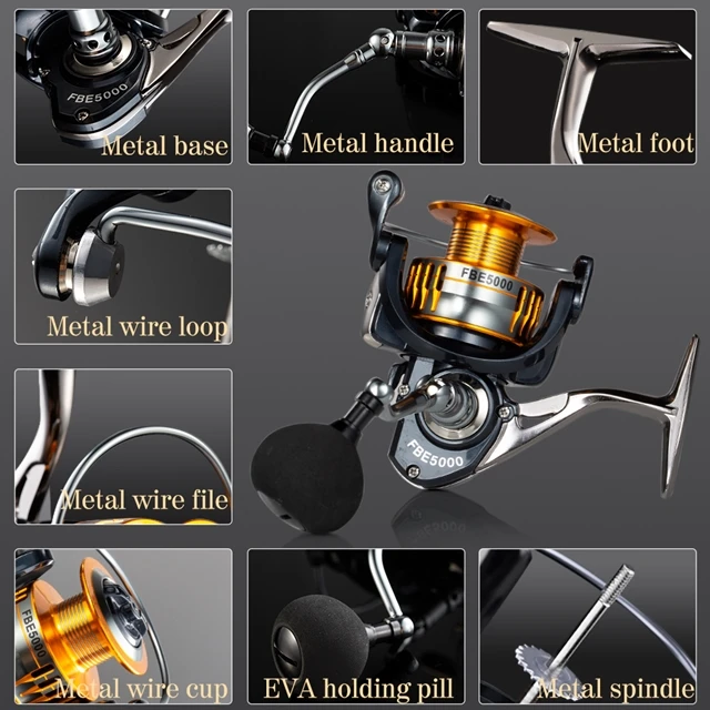 Рыболовная катушка JETSHARK из алюминиевого сплава, максимальная нагрузка 15 кг, серия 1000-6000, спиннинговая катушка из нержавеющей стали 9 шарикоподшипников, катушка для морской воды