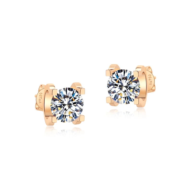 Wholesale Diamond Earring Factory Price 18K Solid Gold Round Cut Screw Back diamond Hoop Stud Earrings Men Women