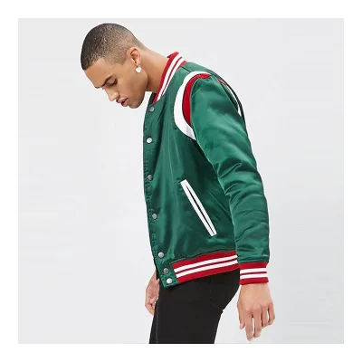wholesale custom men varsity satin baseball jackets high quality unisex bomber jacket man