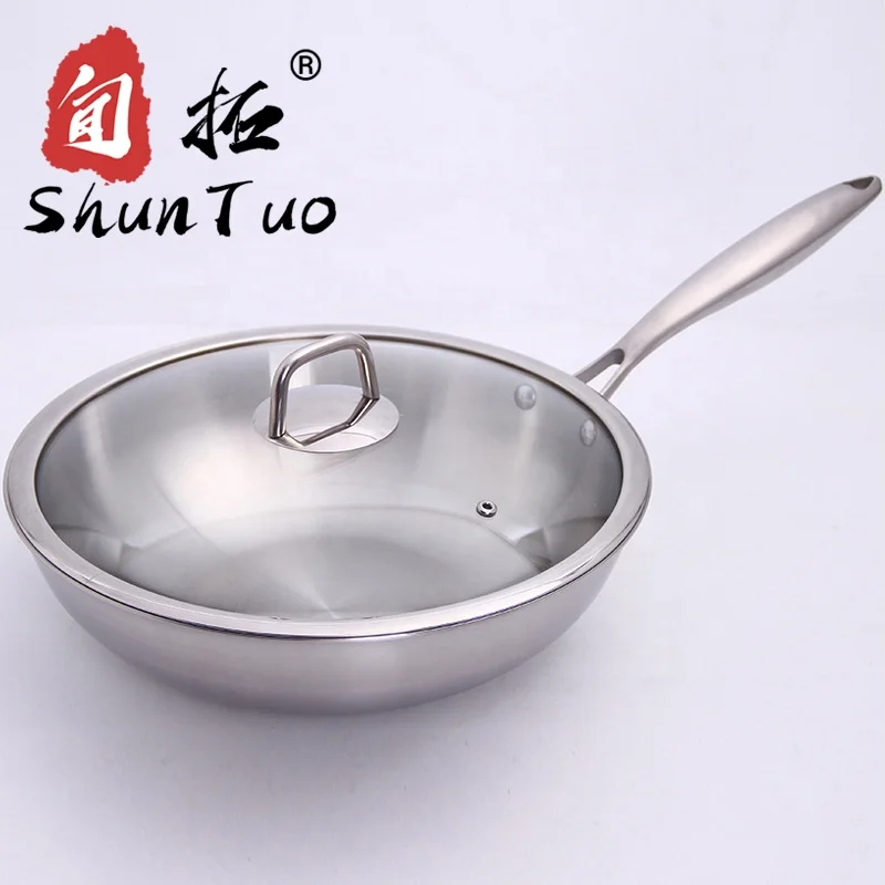 tri ply stainless steel nonstick cooking pan restaursnt gas best quality chinese non stick wok cookware