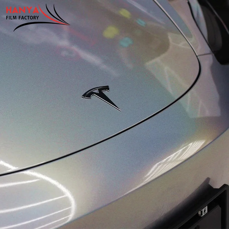 Glossy laser Silver White Rainbow Car Vinyl Wrap Laser Chrome Rainbow Color Car Wrapping Vinyl Wrap Car Body Decoration Film