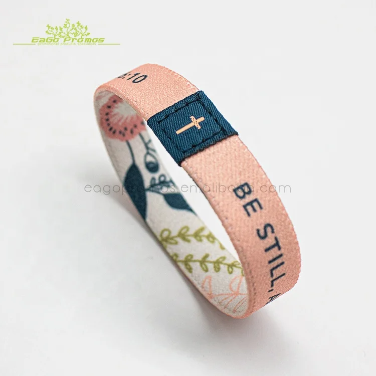 2023 2024 Eco-friendly heat transfer elastic cord custom fabric wristband and bracelet for event
