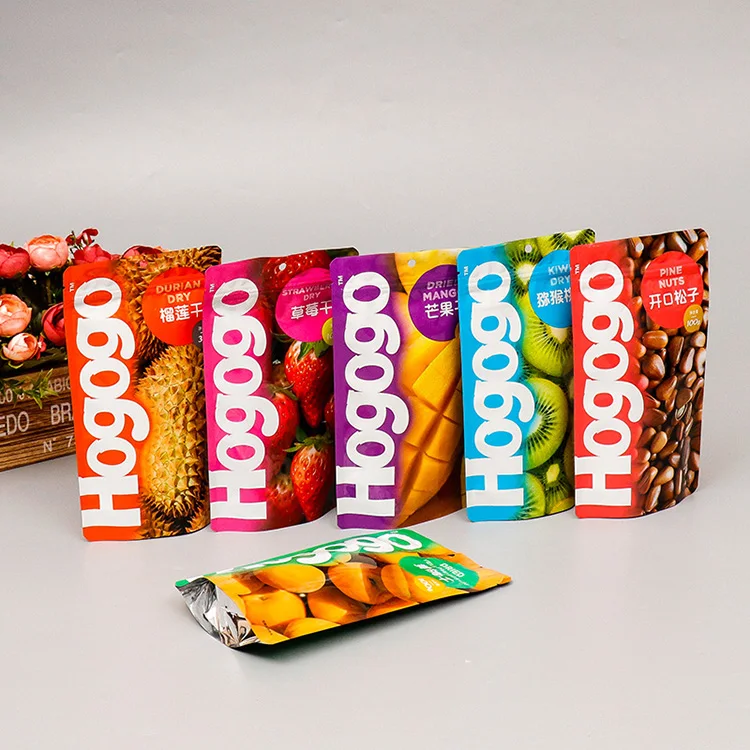 Wholesale Food Grade Zip Lock Plastic Packaging Foil Stand Up Pouch Snack Nut Dried Fruit Zipper Packaging Mylar Bags