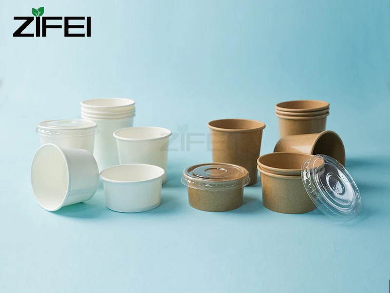 ZIFEI 2oz Circular Food-Grade Paper Soy Sauce Cups for Dipping Glossy Lamination for Serving and Presenting Dipping Sauces