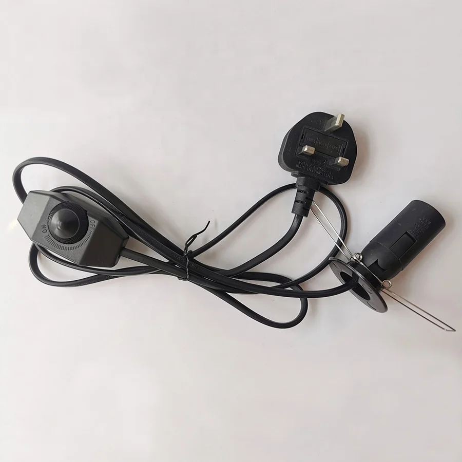 UK British plug E14 lamp holder 1.5 Meter cable salt lamp with dimmer