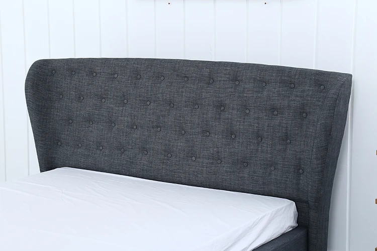 Willsoon furniture 1292G Wingback frame winged gray fabric bed with button european bed linen use