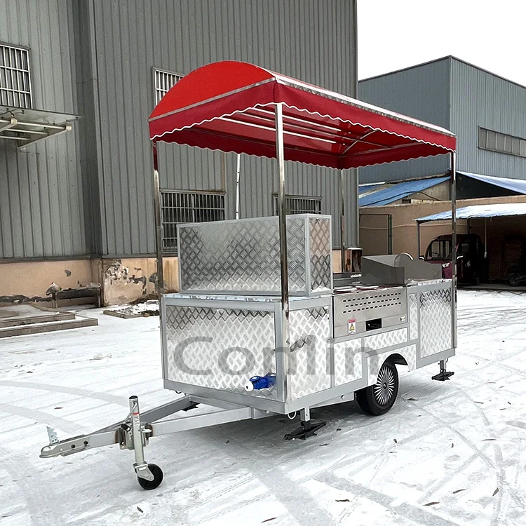 Mobile Shop Street Vendor Hot Dog Cart Hot Dog Stand Grocery Store Cart For Frying Empanadas For Sale