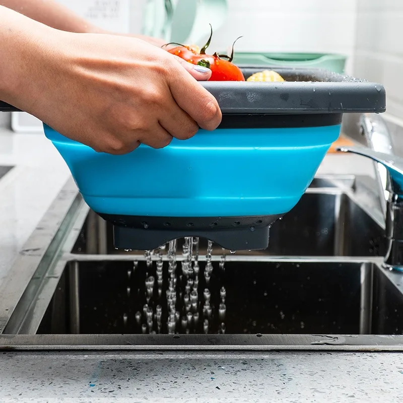Foldable Strainer Fruit Vegetable Washing Folding Strainer Collapsible Drain Basket With Extendable Handles