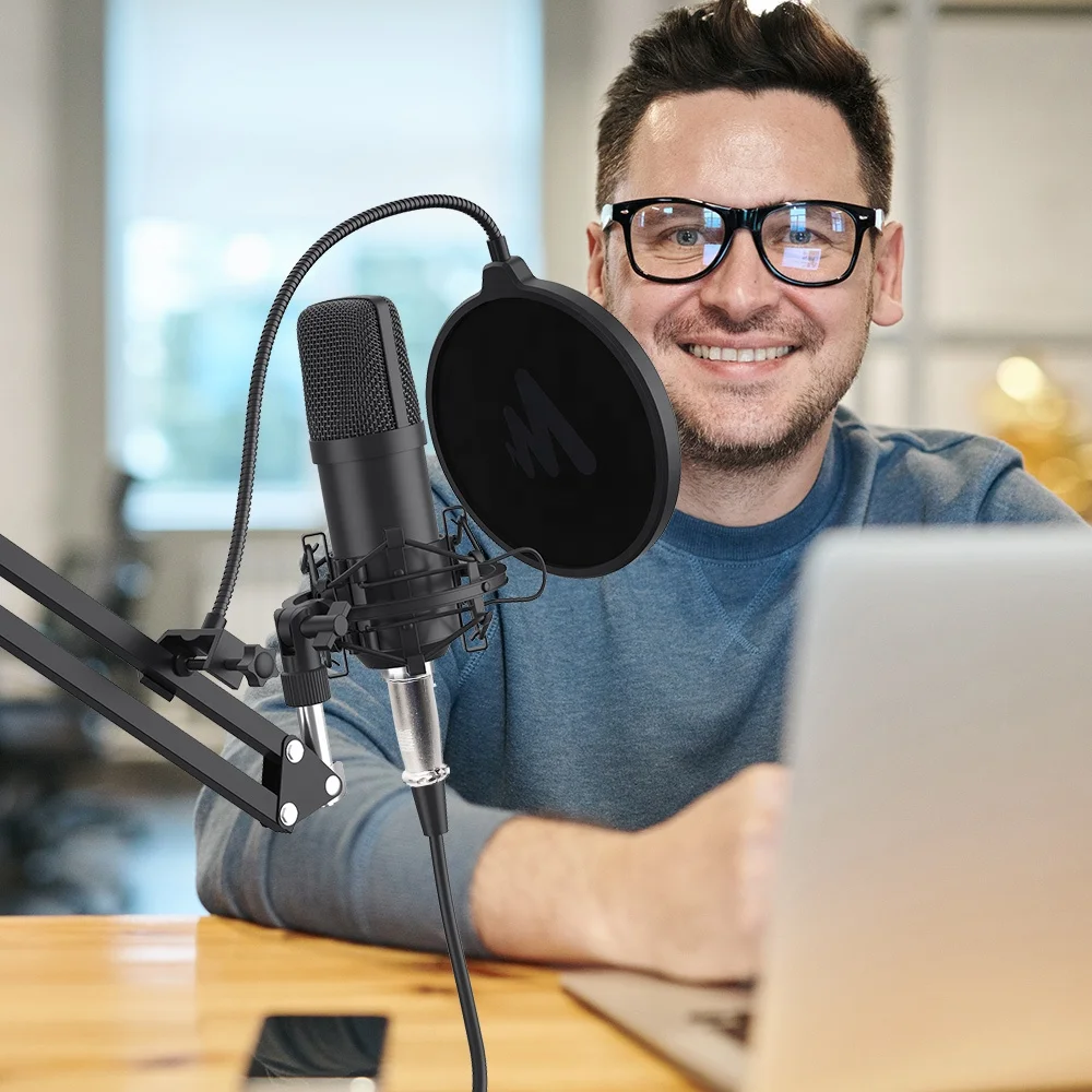 
professional audio live stream wired mic stand musical instruments podcasting microphone set 