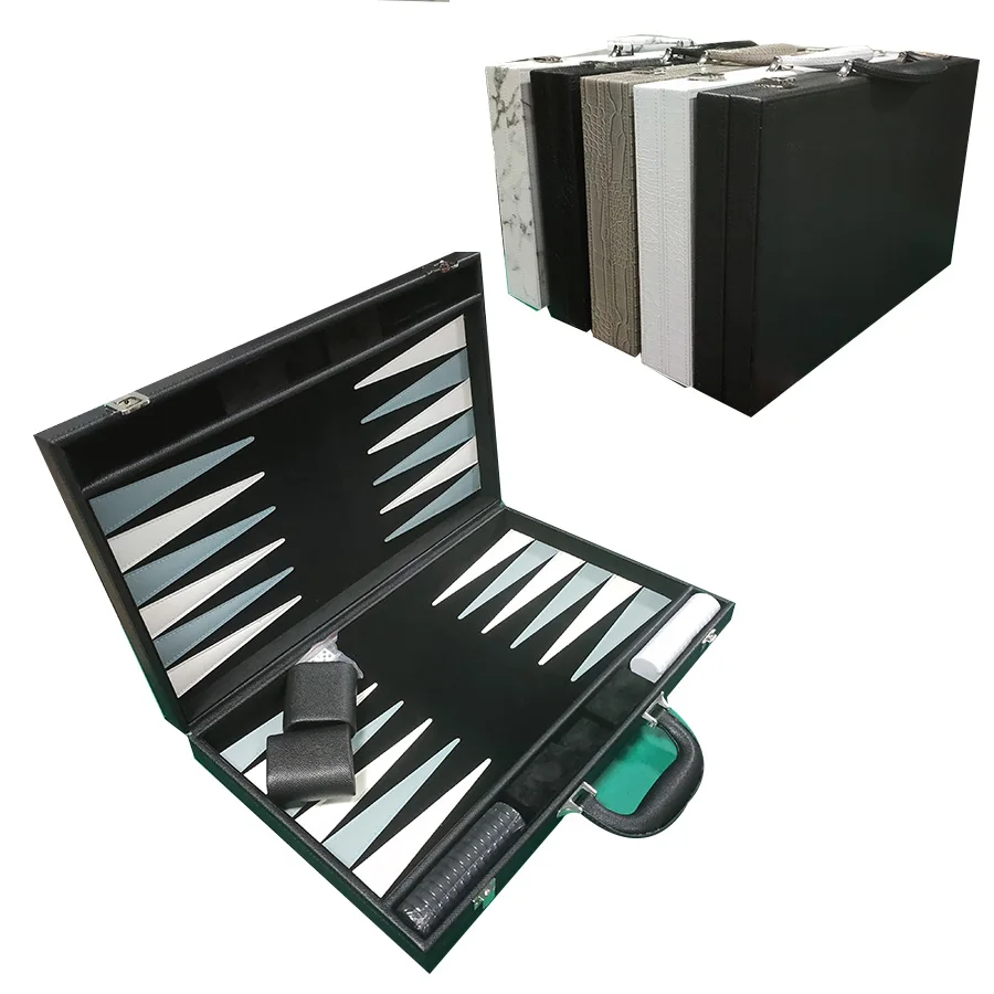 High quality Customs Chips Case Manufacturers Handmade Backgammon Chess with Dice and  checkers